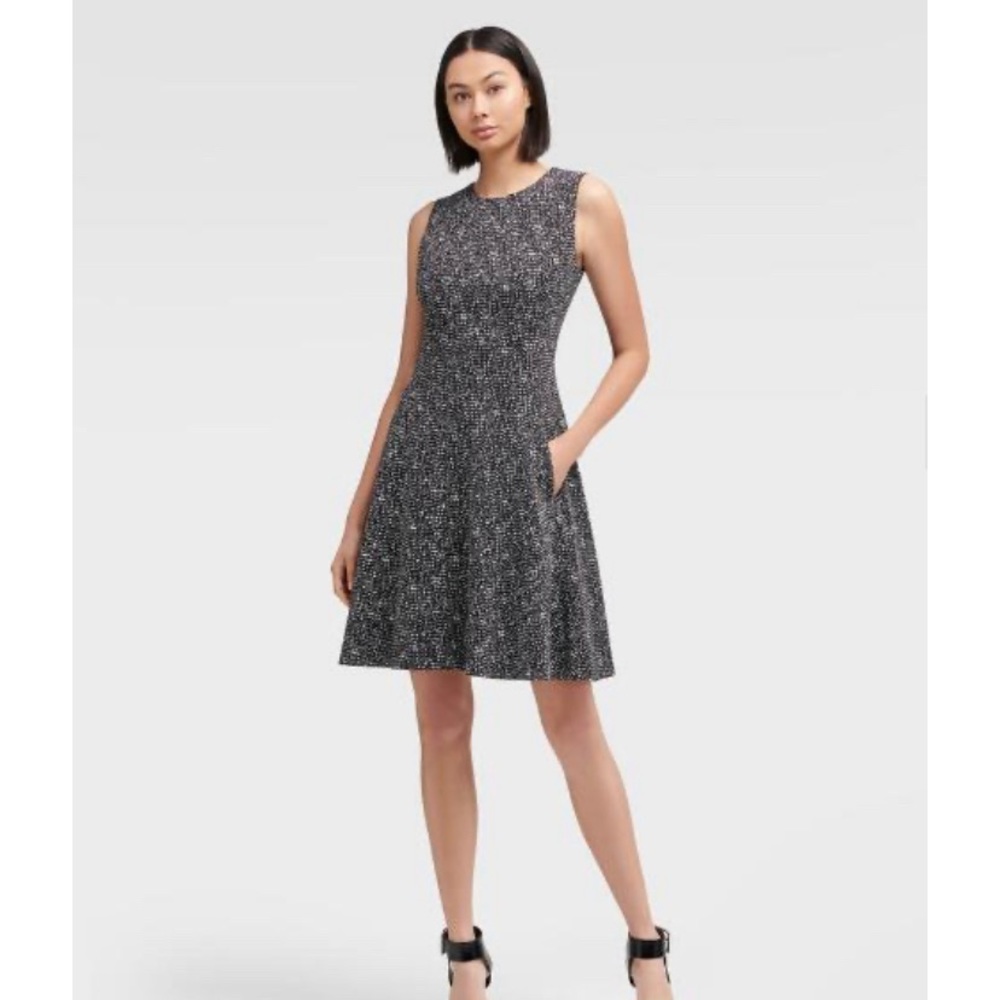 Tweed Knit Fit and Flare DKNY Dress